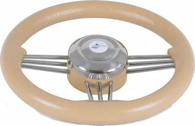 Produktbild von Edelstahl Steuerrad 350 mm, 9 Speichen, verschiedene Farben, polierte Nabenabdeckung Farbe: Creme