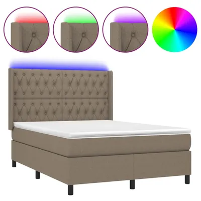Produktbild von vidaXL Boxspringbett mit Matratze & LED Taupe 140x200 cm Stoff