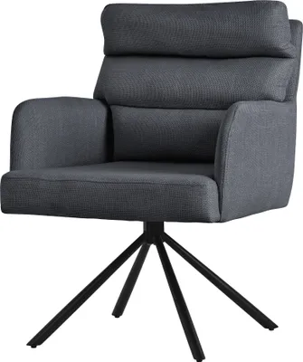 Produktbild von ML-Design Esszimmerstühle drehbar Anthrazit Wohnzimmerstühle mit Arm- und Rückenlehne Rückenkissen Metallbeine Polyesterbezug Drehstuhl Auto-Position
