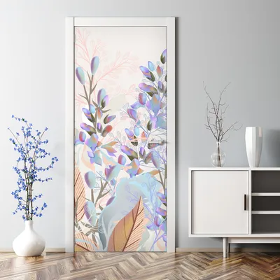 Produktbild von Dekorative Türposter Klebefolie selbstklebend Wandaufkleber Retro-Blumen Vintage 70 x 200 cm