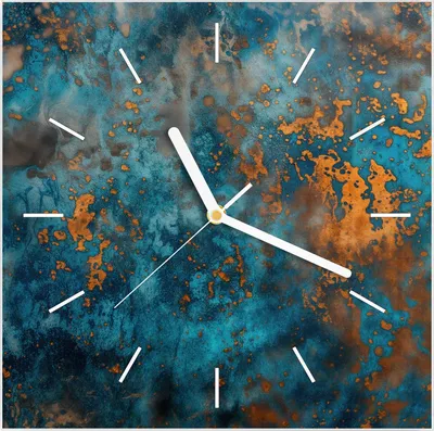 Produktbild von Wanduhr aus Glas mit Motiv Blaue Maserung- 30 x 30 cm - inkl. Aufhängesystem
