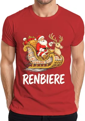 Produktbild von Renbiere Weihnachtsmann Schlitten Rentier Weihnachten Nikolaus Herren T-Shirt, Rot, XXL