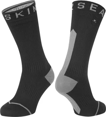 Produktbild von Sealskinz Waterproof All Weather Mid Length Sock with Hydrostop Black/Grey S Fahrradsocken