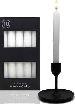 Produktbild von 10er Set Tafelkerzen - Kerze Weiß - 18,5cm 7,5 Std Brenndauer