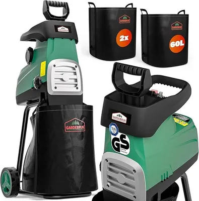 Produktbild von Leisehäcksler 3100 W max. 44 mm Aststärke Elektrisch 2 x 60 L Auffangbeutel Gartenhäcksler Walzenhäcksler Schredder Häcksler