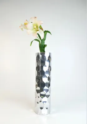Produktbild von Aluminiumvase 'Space' L - Hoch, silber Dekoration, Blumenvase und Tischvase 41 cm Geschenk Dekovase