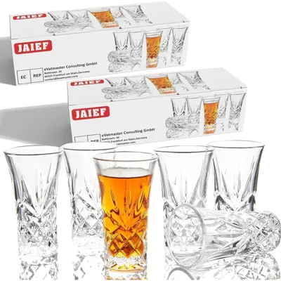 Image de Verres à tequila avec fond épais, capacité de 60 ml, lot de 12, en verre sans plomb, adaptés au lave-vaisselle