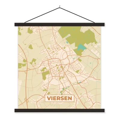 Produktbild von MuchoWow® Textilposter Vintage - Karte - Viersen - Stadtplan - Karte 90x90 cm mit schwarzem Rahmen - Magnetisches