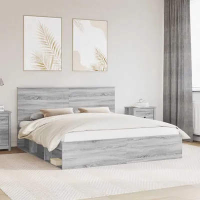 Immagine prodotto di Maison Exclusive - Struttura letto Sonoma grigio, 200 x 200 cm, realizzata in legno di pino massello