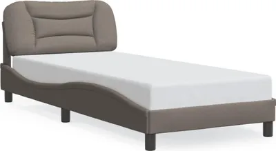 Produktbild von vidaXL Bettgestell mit LED ohne Matratze "Hvar" Taupe 90x200 cm Stoff