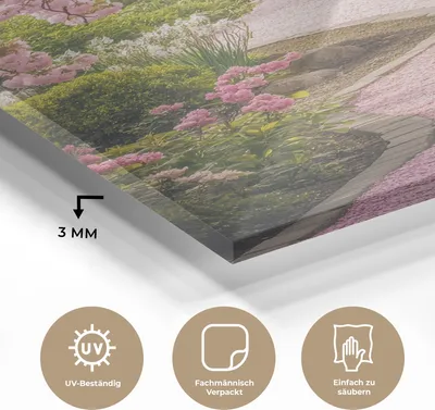 Produktbild von MuchoWow Glasbilder - Bilder auf Wandbild - Foto auf Glas Kirschblüte - Natur - Sakura - Weg - Japanischer Garten 40x60 cm Wanddekoration aus Glas - Acrylglasbild - Acrylbilder - Gemälde - Bild von Gl