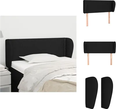 Produktbild von vidaXL Kopfteil mit Ohren Schwarz 103x23x78/88 cm Stoff -  Kopf- & Fußenden