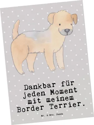 Produktbild von Mr. & Mrs. Panda Postkarte Border Terrier Moment - Grau Pastell - Geschenk, einzelkarte, Grußkarte, Postkarten, Ansichtskarten, Ansichtskarte