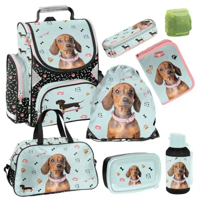 Produktbild von Mädchen Schulranzen 1. Klasse WEENIE DOG Schultasche im Set 8-tlg. mit Lunch-Set und Sporttasche