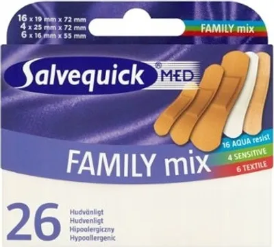 Produktbild von Salvequick Family Pflaster-Mix, 26 Stück - Erstklassige Wundversorgung für die ganze Familie