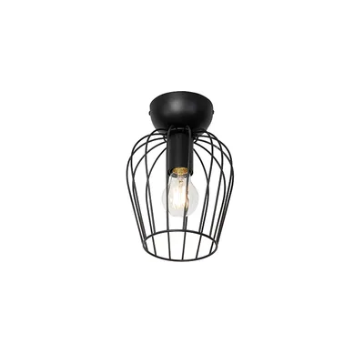 Produktbild von QAZQA - Moderne Deckenleuchte I Deckenlampe I Lampe I Leuchte Schwarz Draht - Palica I Wohnzimmer I Schlafzimmer - Stahl Rund - LED geeignet E27