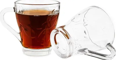 Obrázok produktu pre 6-dielna sada pohárov s uchom 240 ml – kvetinový dizajn, priehľadné a odolné
