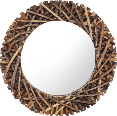 Obrázek produktu pro The Living Store Nástěnné zrcadlo 60 cm Teak Round