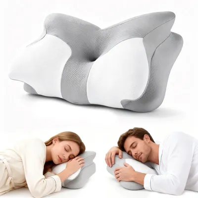Zdjęcie produktu dla Solidchoice - Ergonomiczna poduszka pod głowę 2 w 1, idealna dla osób śpiących na boku, plecach i brzuchu
