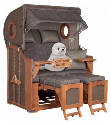 Produktbild von Strandkorb Mellum 2-Sitzer Volllieger Akazie 120 cm Dark Brown