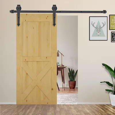 Produktbild von Schiebetür Laufschiene Komplettset Schwerlast, Schiebetürbeschlag Gleitschiene, Kohlenstoffstahl, Braun | 100 cm | bis 100 kg | vorgebohrte Löcher