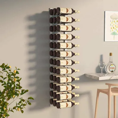 Produktbild von The Living Store Wand-Weinregal für 36 Flaschen Weiß Eisen