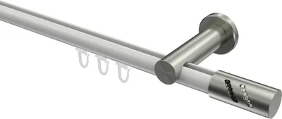 Produktbild von Interdeco Innenlaufstange / Gardinenstange mit Innenlauf Weiß / Edelstahl-Optik, Typ Platon Zoena (Glitzerzylinder), 20 mm Ø 1-läufig, 160 cm