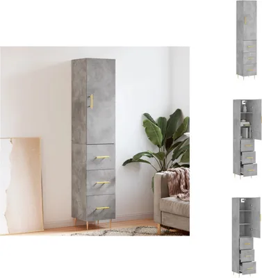 Produktbild von vidaXL Highboard Betongrau 34,5x34x180 cm Holzwerkstoff -  Sideboards