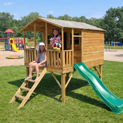 Produktbild von Kinderspielhaus 235x190x283 Spielhaus Holz-Gartenhaus Rutsche #3997