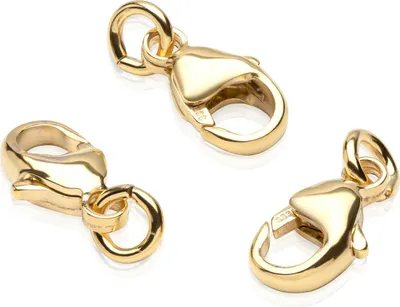 Produktbild von 3 x Karabiner Verschluss 8,3x6,4mm 333 Gelbgold Ersatzverschluss für Goldketten