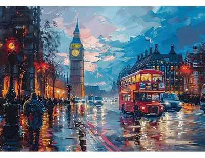 Immagine prodotto di Kit fai-da-te per diamond painting, vista della città di Londra, 5D, dimensioni 40x30 cm