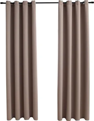 Image de vidaXL Rideaux occultants avec œillets métalliques 2 pcs. Taupe 140x225cm