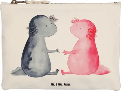Produktbild von Mr. & Mrs. Panda Pouch Axolotl Liebe Größe M - Weiß - Geschenk, Kosmetiktasche, Federmappe, Schminktasche, Paar, Valentinstag, Etui, Kulturbeutel, kosmetiktäschchen