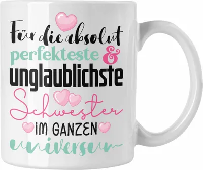 Produktbild von Trendation - Beste Schwester Geschenk Tasse Spruch zum Geburtstag Weihnachten Geschenkidee von Bruder für Schwester (Weiß)