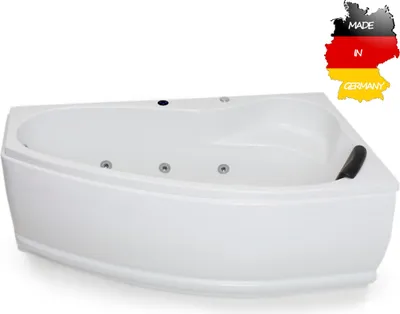 Produktbild von Basera BASIC Indoor Eck-Whirlpool Badewanne Formentera Rechts 160 x 90 cm mit 9 Massagedüsen, LED-Ambiente