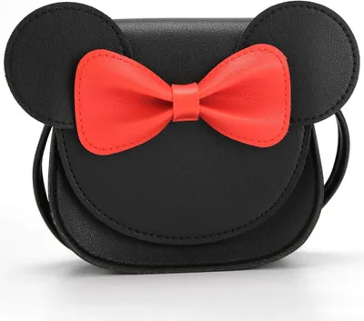 Productafbeelding van Schoudertas Meisjes - Kinder tas - Dagelijks gebruik - Uniek Muis Oor Design - 17 cm - Zwart