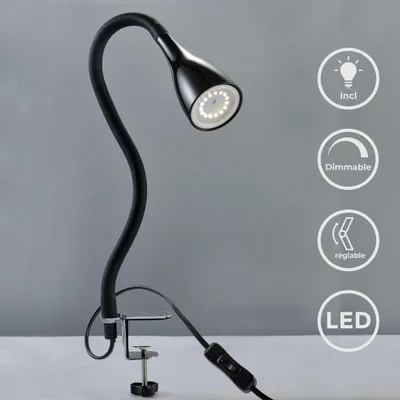 Image de B.K.Licht - Lampe à pince LED dimmable noir - Lampe de bureau LED à pince - lampe de table avec GU10-LED, 400lm, 3 000K