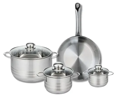 Image de Ensemble de 1 Poêle de cuisson 28 cm et 3 faitouts 12, 16 et 24 cm Elo Profi Brillant