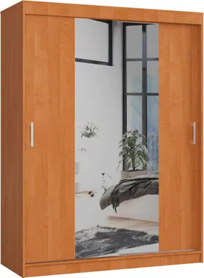 Obrázek produktu pro Prostorná šatní skříň 150 cm VALESTRA se zrcadly - olše
