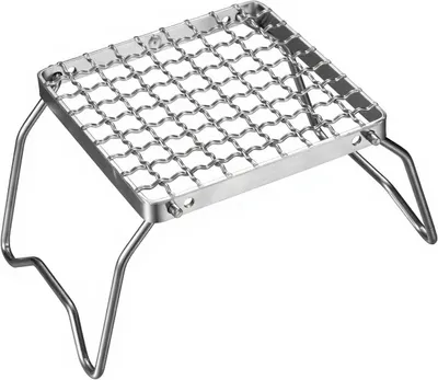Imagen del producto de Rejilla plegable para parrilla, de 16x16 cm, soporte de acero inoxidable para cocinar al aire libre