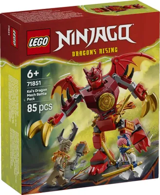 Produktbild von LEGO NINJAGO Kais Drachen-Mech Battle Set - Ninja Spielzeug für Jungen und Mädchen - Modellbau mit Actionfigur, 3 Minifiguren und Katanas - Geschenk für Kinder ab 6 Jahren - 71851