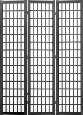 Image de SucceBuy Séparation de pièce japonaise en 3 parties, pare-vue pliable en bois,bois de tung, panneau MDF, tissu non tissé