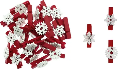 Produktbild von Oblique Unique 27 Mini Wäscheklammern Holz Miniklammern mit Schneeflocken Motiven Deko Klammern für Weihnachten