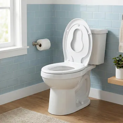 Produktbild von SONGMICS WC-Sitz O-Form, Kindersitz, Absenkautomatik, abnehmbarer Toilettendeckel, Griff, einfache Montage, bis 300 kg, weiß