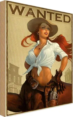 Produktbild von vianmo Holzschild 30x20 cm Pinup wanted Cowgirl Pin Up