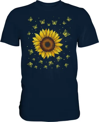 Produktbild von Sonnenblumen Schmetterling Motiv Gärtner Geschenk Garten T-Shirt – Navy / 5XL