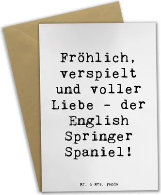 Produktbild von Mr. & Mrs. Panda Glückwunschkarte Spruch English Springer Spaniel Freude - Weiß - Geschenk, trainierbar, Hunderassen, Lebensfreude, Familienhund, dankeskarten, Grußkarte