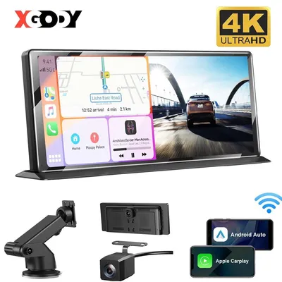 Obrázok produktu pre Zrkadlo s monitorom, autorádio s dotykovým displejom, 11 palcov, dashcam s rozlíšením 4K/1080p, dvojkanálová (predná a zadná), bezdrôtové pripojenie Apple CarPlay a Android Auto, nočný režim, parkovacia kamera, USB