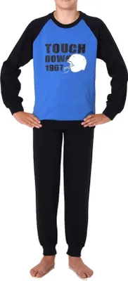 Produktbild von Jungen Pyjama langarm mit Bündchen Schlafanzug in cooler Optik - 122 501 10 800 ; blau , 122