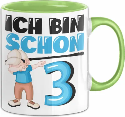Produktbild von 3. Geburtstag Geschenk Tasse Becher Jungs Dab Geburtstagsgeschenk Ich Bin Schon 3 (Grün)